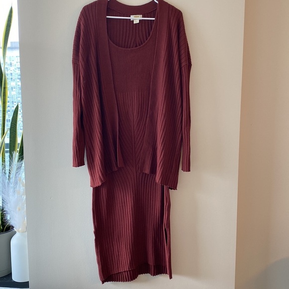 Anthropologie Colleen Ribbed Dress Sweater Cardigan Set - Picture 6 of 12